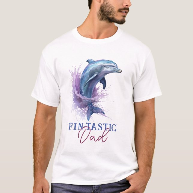 Fintastic Dad Modern Rustic Watercolor Shower T-Shirt (Front)