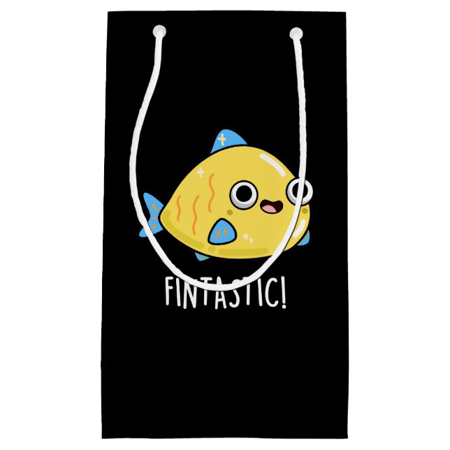 Fintastic Funny Fish Pun Dark BG Small Gift Bag (Front)