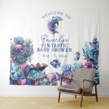 Fintastic One Modern Rustic Watercolor Baby Shower