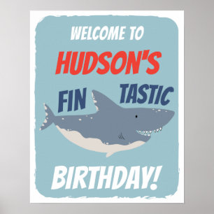 Fintastic Shark Birthday theme Welcome Sign