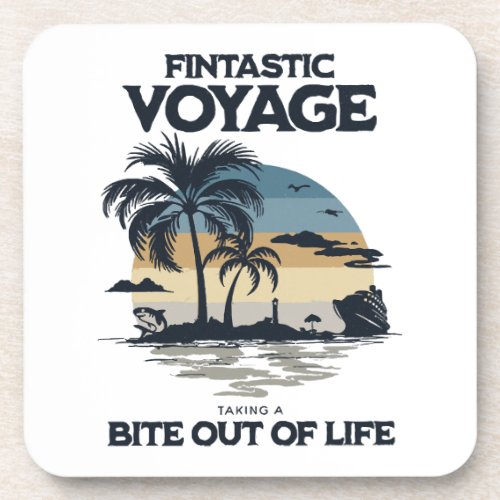 Fintastic Voyage Taking a Bite Out of Life Beverage Coaster