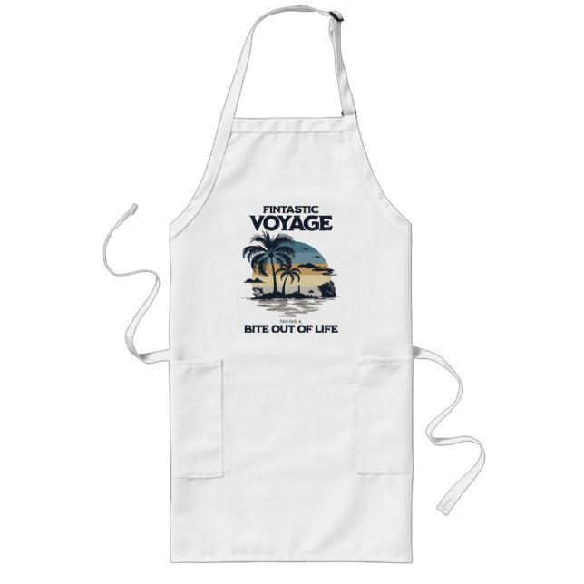 Fintastic Voyage Taking a Bite Out of Life Long Apron (Front)