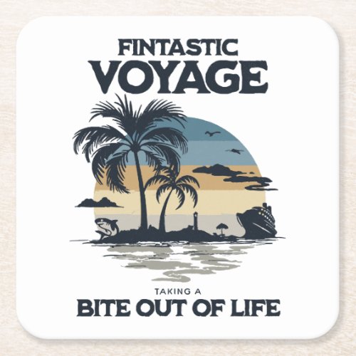Fintastic Voyage Taking a Bite Out of Life Square Paper Coaster