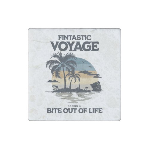 Fintastic Voyage Taking a Bite Out of Life Stone Magnet