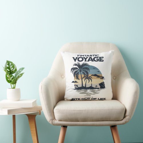 Fintastic Voyage Taking a Bite Out of Life Throw Pillow