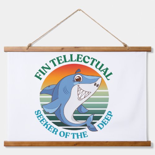 Fintellectual Shark Seeker of the Deep Dark Academ Hanging Tapestry