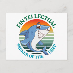 Fintellectual Shark Seeker of the Deep Dark Academ Holiday Postcard
