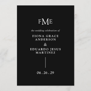 Fiona Black Bold Monogram Modern Wedding Program