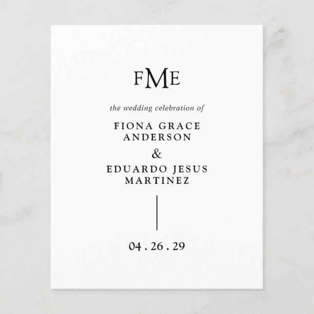 Fiona Bold Monogram Wedding Program (Front)