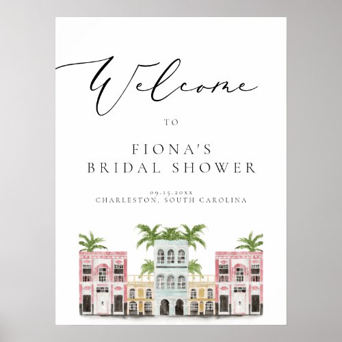 FIONA Charleston Rainbow Row Bridal Shower Welcome Poster