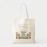 FIONA Charleston Skyline Destination Wedding Tote Bag<br><div class="desc">This Charleston wedding tote bag features cute and colorful watercolor buildings with an elegant script font. This tote is the perfect gift for your wedding weekend!</div>