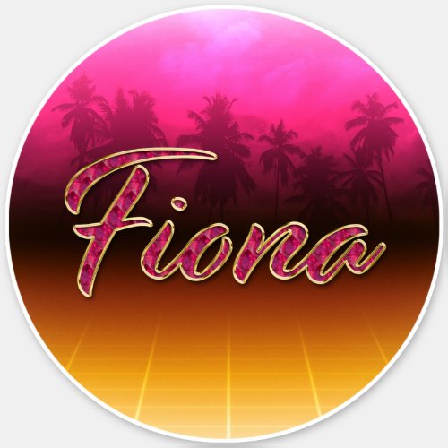 Fiona First Name Golden pink Sticker