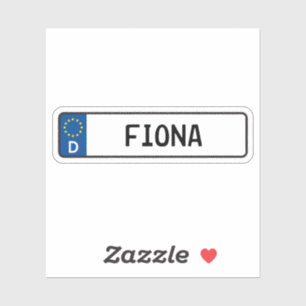 Fiona German Car License Plate Sticker