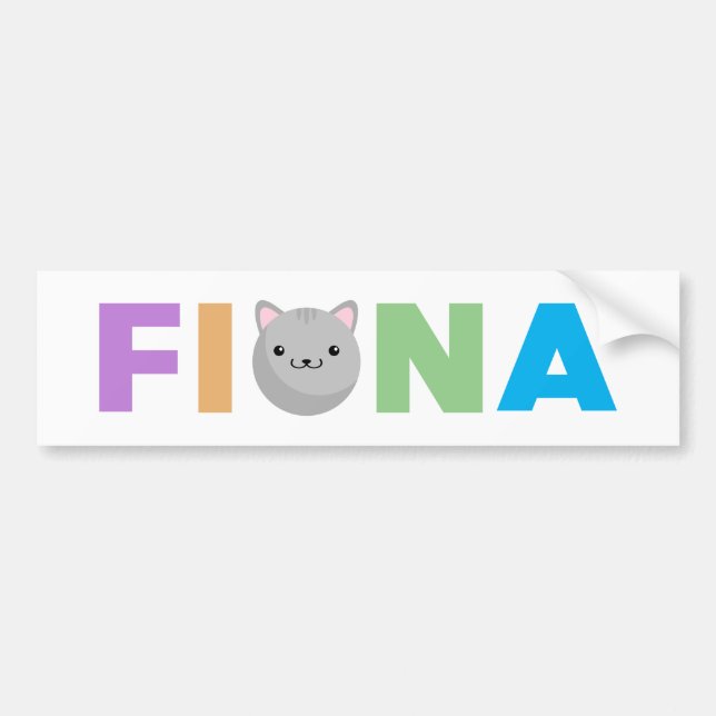 Fiona Grey or Ginger Cat Bumper Sticker (Front)