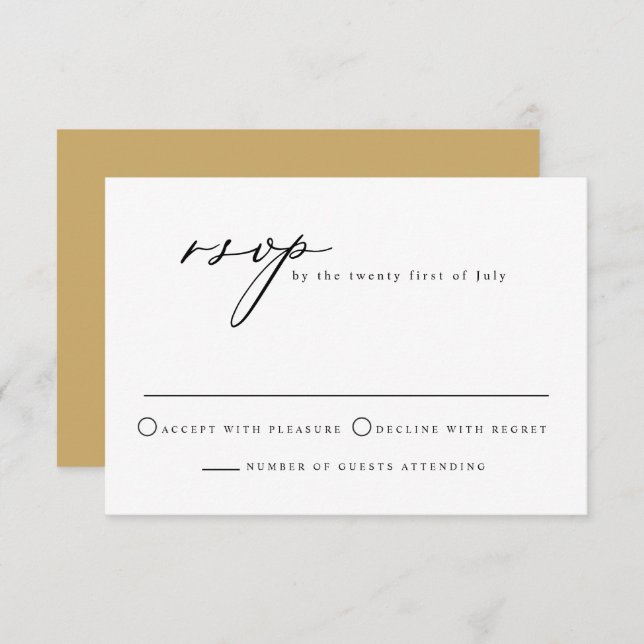 FIONA Modern Minimalist Calligraphy Mustard RSVP Invitation (Front/Back)