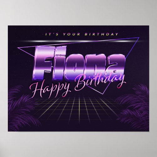 Fiona Name First name lila retro Poster Birthday