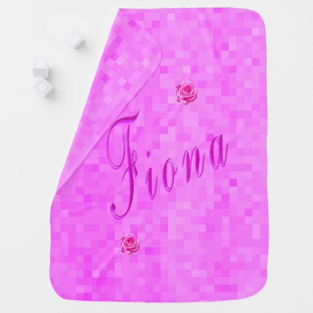 Fiona Name Logo On Pink Mosaic, Baby Blanket (In Situ)