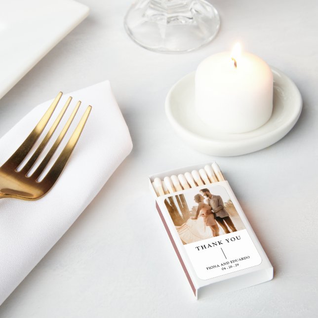 Fiona Photo Bold Monogram Modern Wedding Matchboxes (Insitu)
