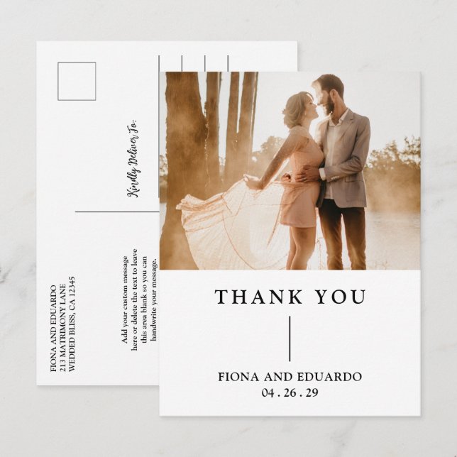 Fiona Photo Bold Monogram Modern Wedding Postcard (Front/Back)