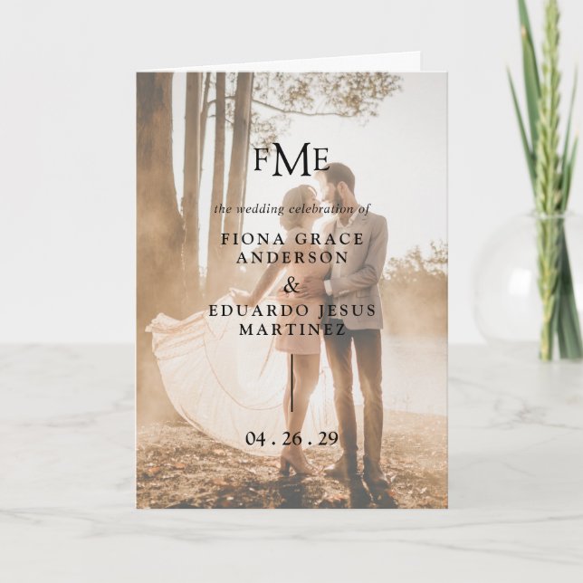 Fiona Photo Bold Monogram Modern Wedding Program (Front)