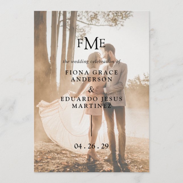 Fiona Photo Bold Monogram Modern Wedding Program (Front)