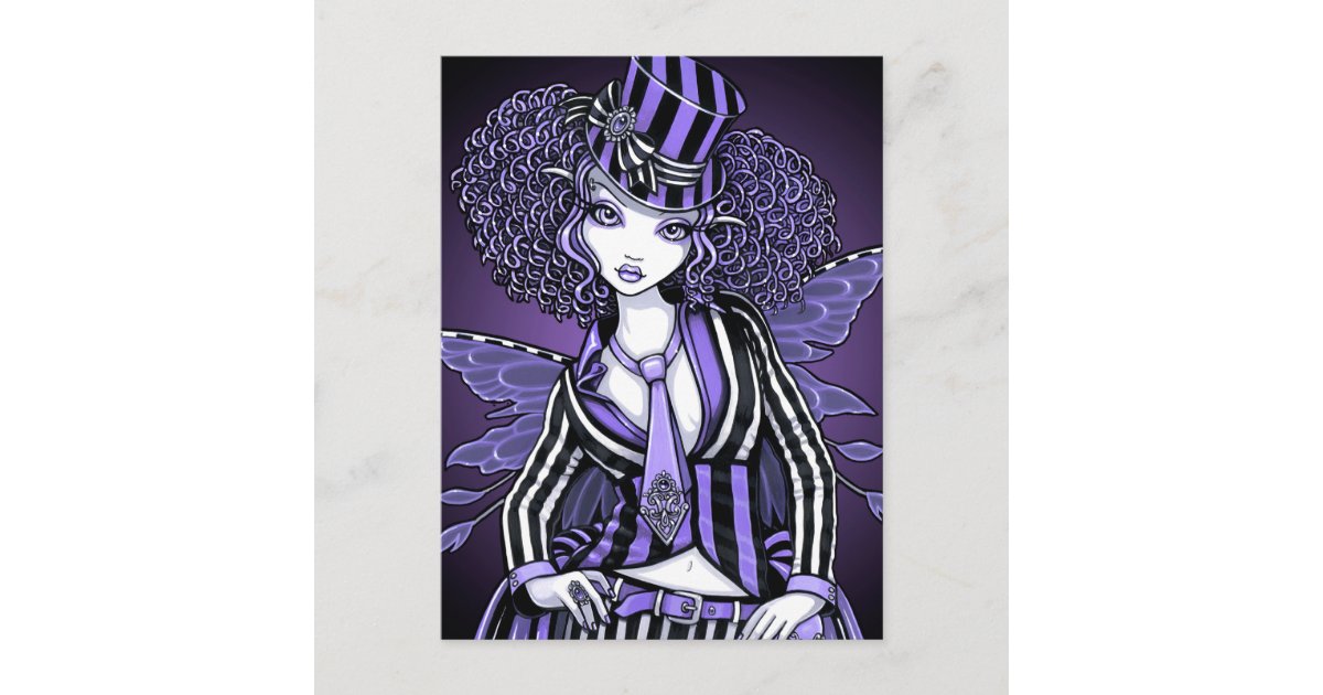 Fiona Purple Gothic Couture Fairy Postcard | Zazzle