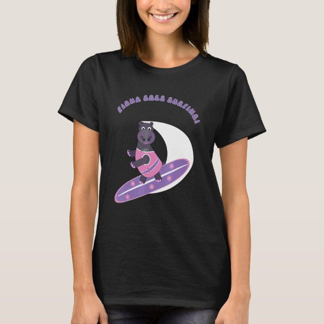 Fiona The Baby Hippo From Cincinnati Goes Surfing T-Shirt (Front)