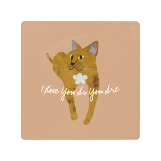 Fiona the Cat with Words of Love Metal Print