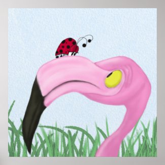 Fiona The Flamingo And Her Visitor Print