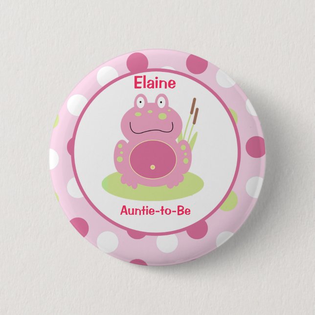 Fiona the pink Frog Customized name tag Button (Front)