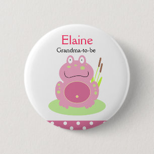 FIONA the PINK FROG NAME TAG Personalized Button