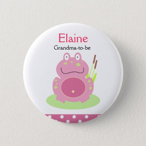 FIONA the PINK FROG NAME TAG Personalized Button