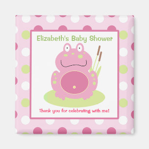 Fiona the Pink Frog Square Favor Magnet