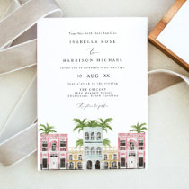 Fiona - Watercolor Charleston Rainbow Row Invitation