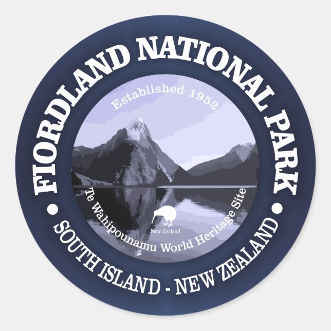 Fiordland National Park Classic Round Sticker (Front)