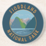 Fiordland National Park New Zealand Retro Circle Coaster<br><div class="desc">Fiordland vector artwork design. Fiordland National Park is in the southwest of New Zealand’s South Island. It’s known for the glacier-carved fiords of Doubtful and Milford sounds.</div>