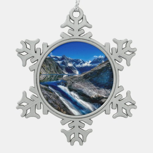 Fiordland National Park New Zealand Snowflake Pewter Christmas Ornament