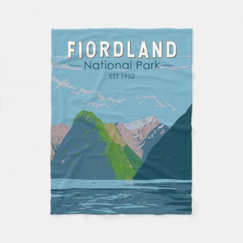 Fiordland National Park New Zealand Travel Art Fleece Blanket