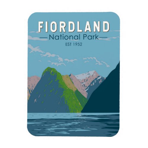 Fiordland National Park New Zealand Travel Art Magnet