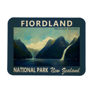 Fiordland National Park New Zealand Watercolor  Magnet