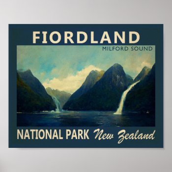 Fiordland National Park New Zealand Watercolor Poster by Kris_and_Friends at Zazzle