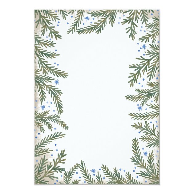 Fir Branches And Snowflakes Christmas Party Invitation