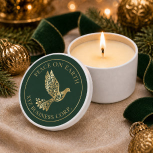 Fir Green Gold Peace Dove Corporate Holiday Mini Candle Favors