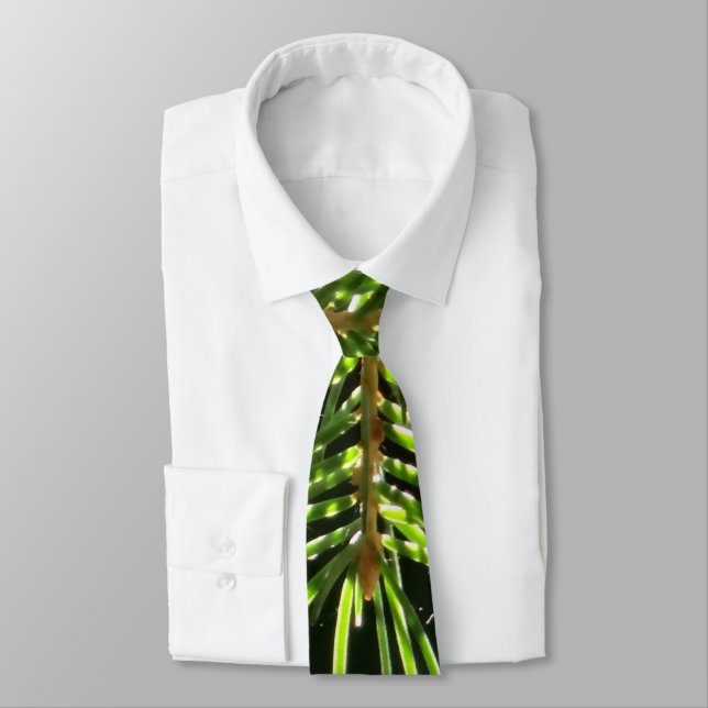 Fir pine needles with bokeh neck tie (Tied)