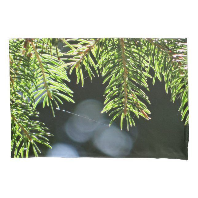Fir pine needles with bokeh pillow case (Front)