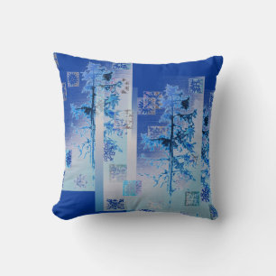 Fir Tree and Snowflakes by Alexandra Cook Throw Pillow