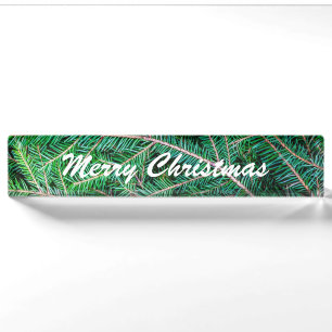 Fir tree branch desk name plate