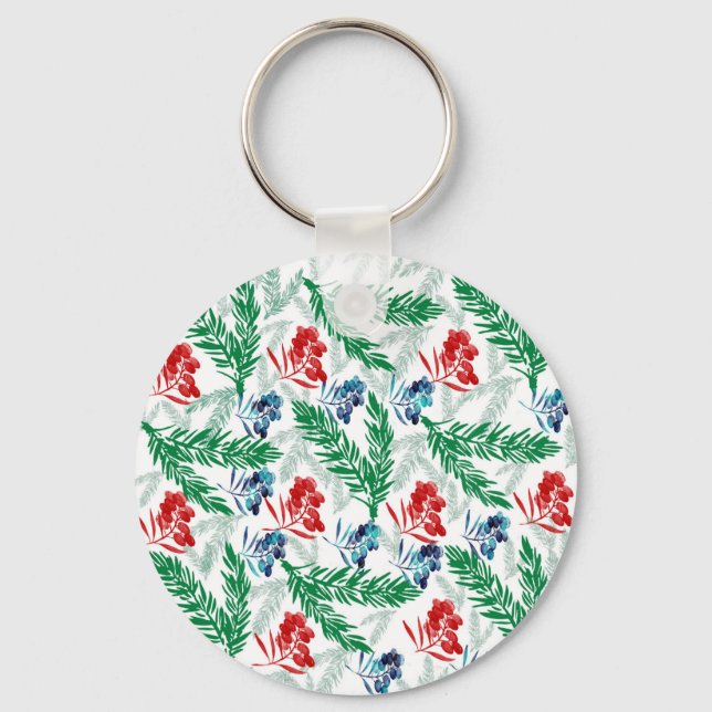 Fir Tree Branches with Berries Keychain (Front)