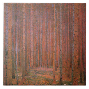 Fir Tree Forest (by Gustav Klimt) Ceramic Tile