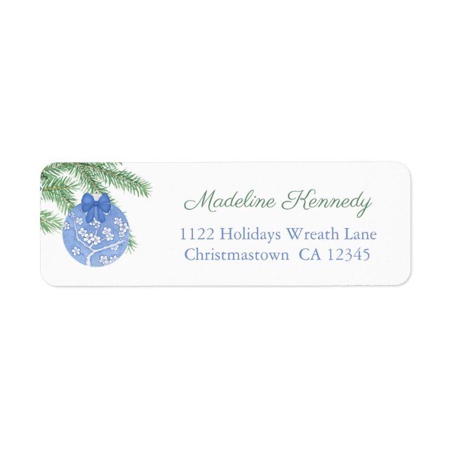 Fir Tree Ginger Jar Bauble Holidays Return Address Label (Front)